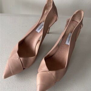 Max Mara leather slingback pumps in a light nude color